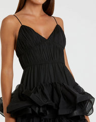 Black Tiered V-Neck Dress - FINAL SALE