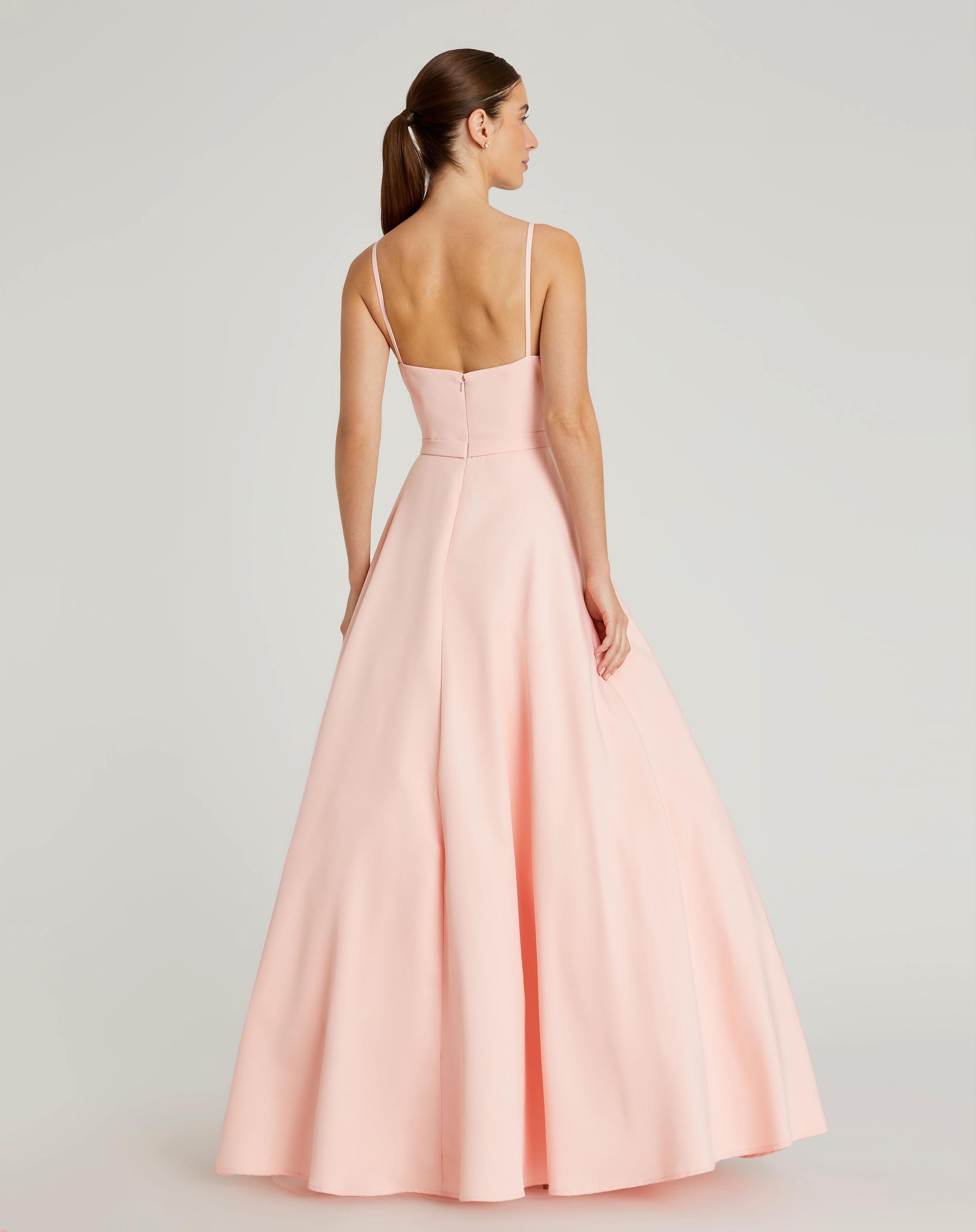 Pink Classic A-Line V-Neck Ball Gown
