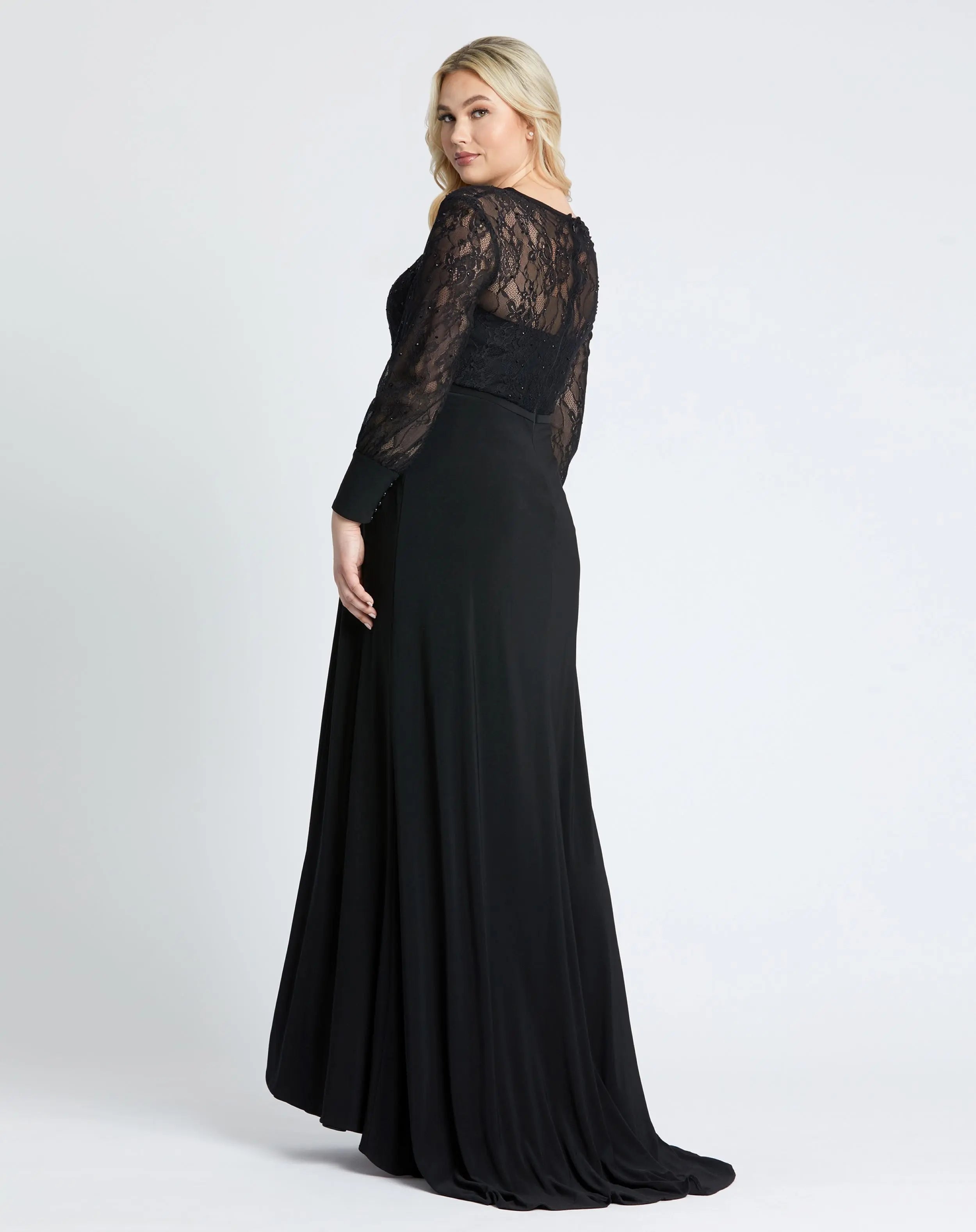 Black Sequin Lace Evening Gown (Plus) - FINAL SALE