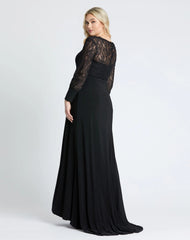 Black Sequin Lace Evening Gown (Plus) - FINAL SALE