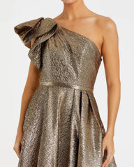 Gold One Shoulder Metallic Ball Gown