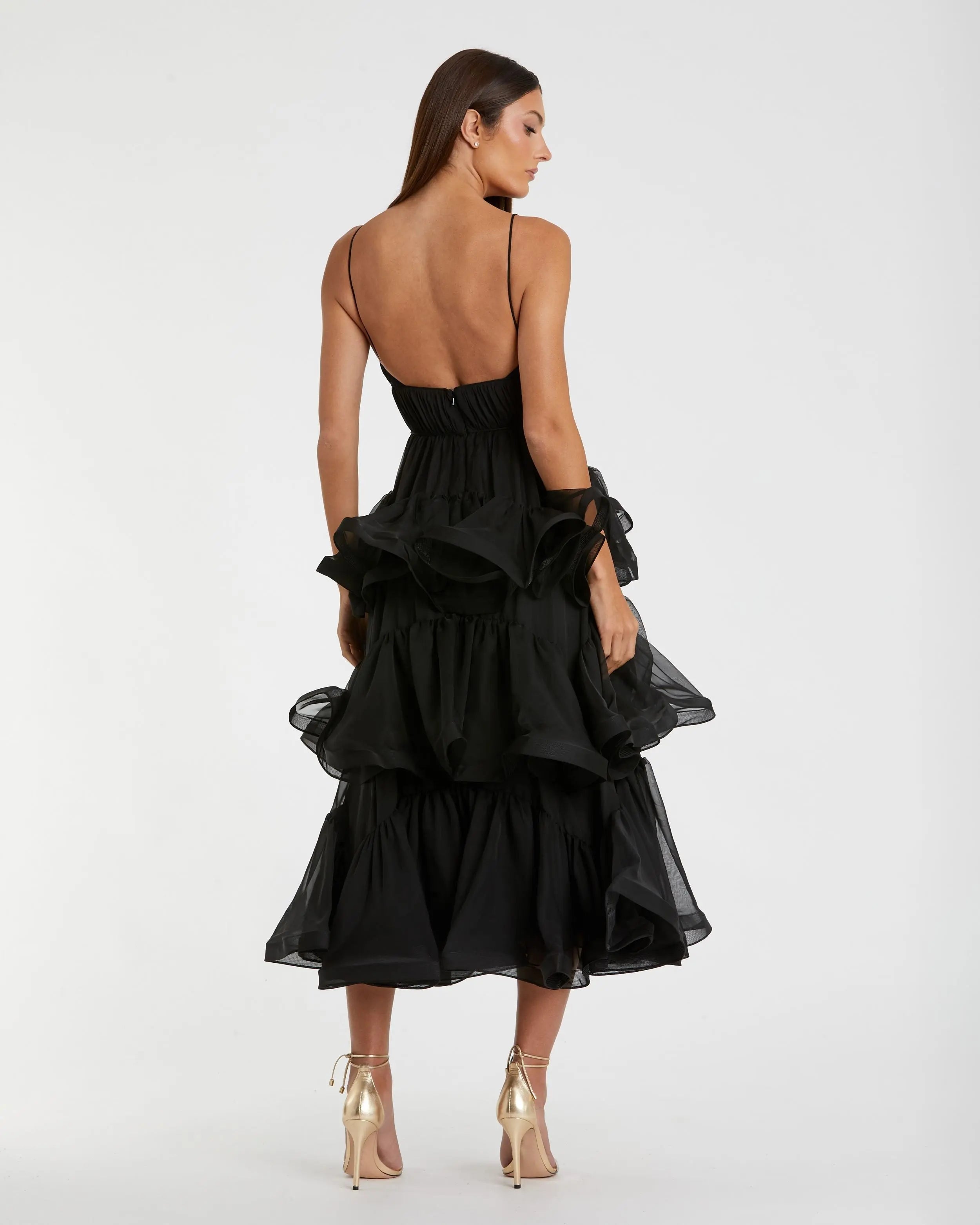 Black Tiered V-Neck Dress - FINAL SALE