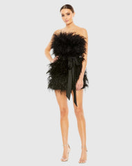 Black Feather Strapless Mini Dress - FINAL SALE