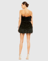 Black Feather Strapless Mini Dress - FINAL SALE